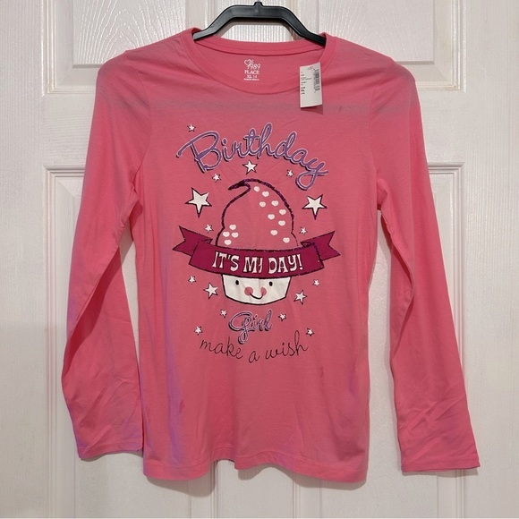 The Children's Place Other - Children’s Place Happy Birthday Long Sleeve T-Shirt Girls Pink Cupcake NWT XL 14